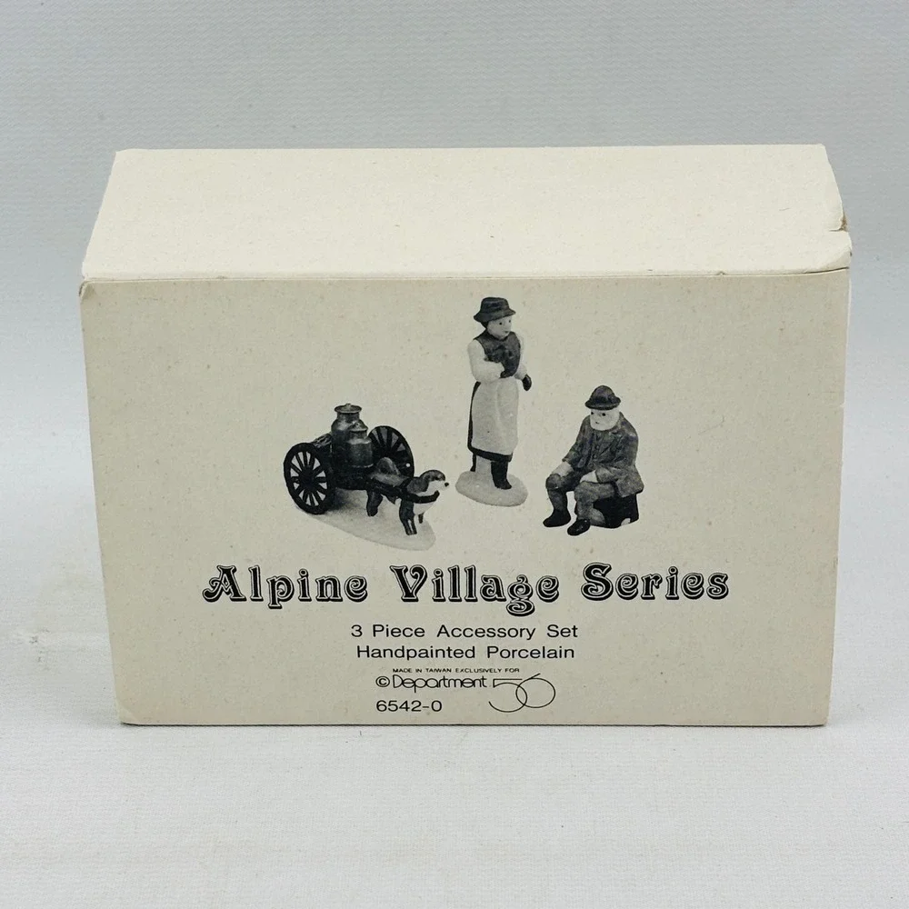 Department 56 Alpine Villagers 3 Piece Village Accessory Set Man Woman Dog 65420